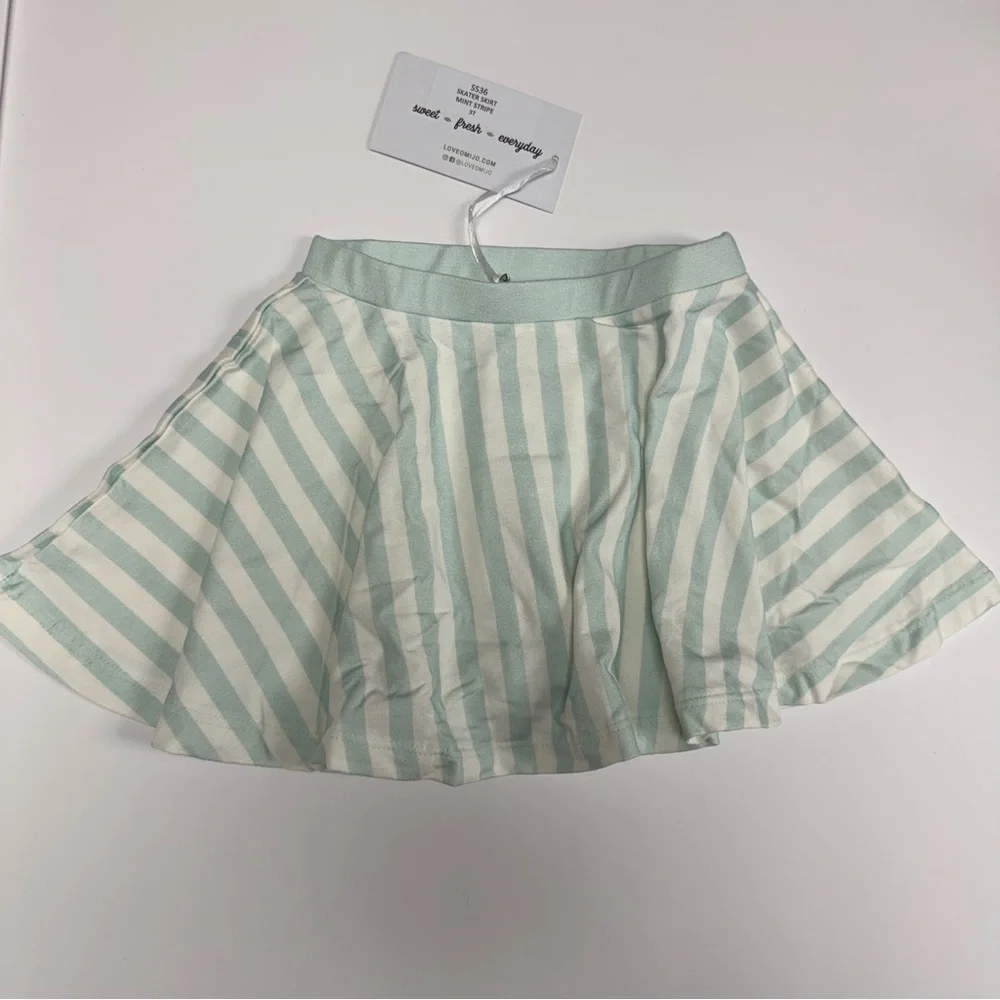 OMI JO Skater Skirt Mint Stripe Green and Ivory SS36 Girls 3T NWT New with tags